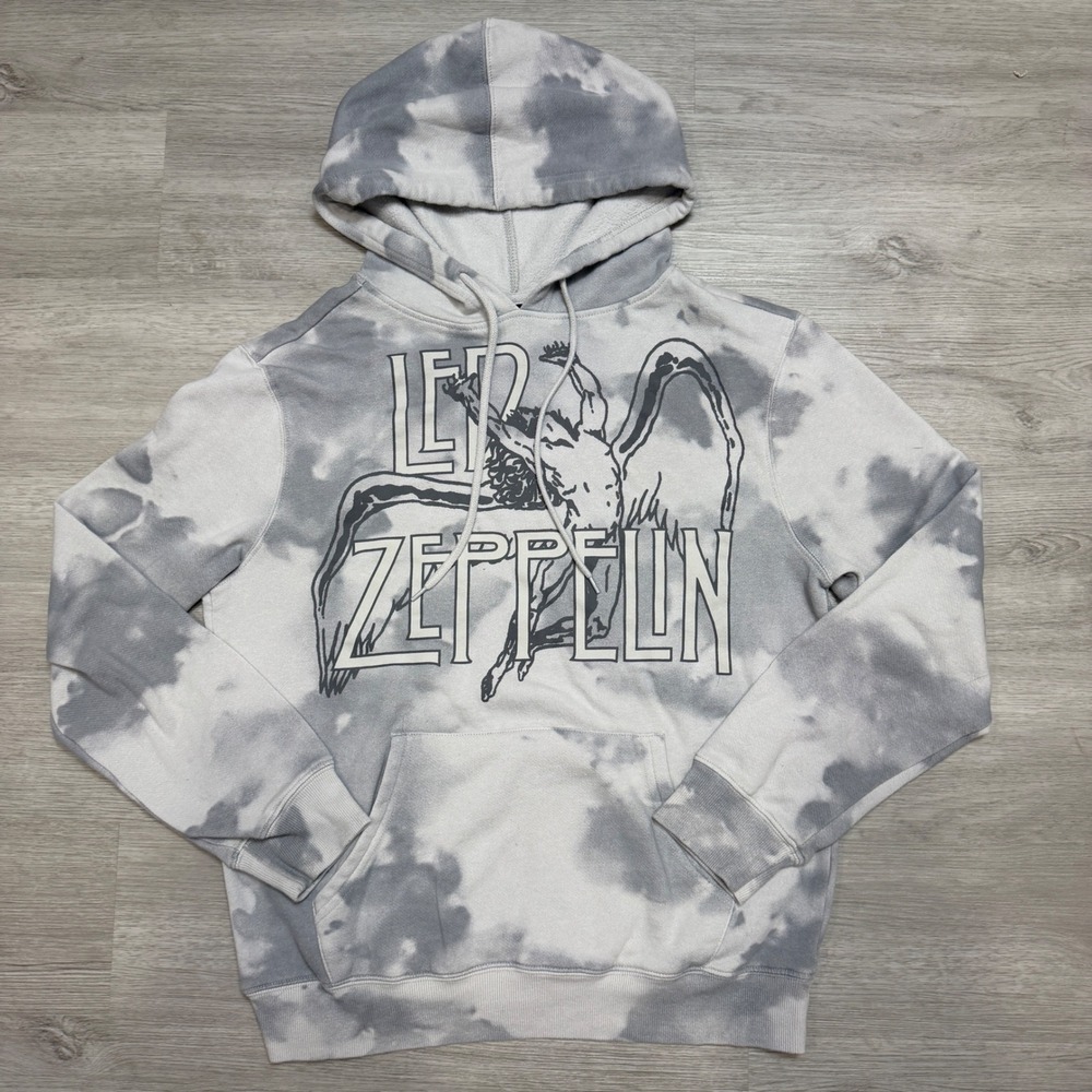 Led Zeppelin Grey Tie Dye Graphic Hoodie Swan Song Icarus Logo Small